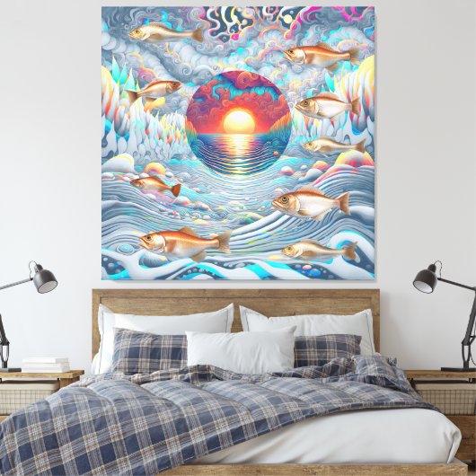 Fisch Sunset Leinwanddruck (Insitu (Schlafzimmer))