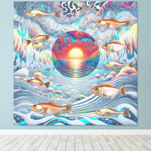 Fisch Sunset Leinwanddruck (Insitu (Holzboden))