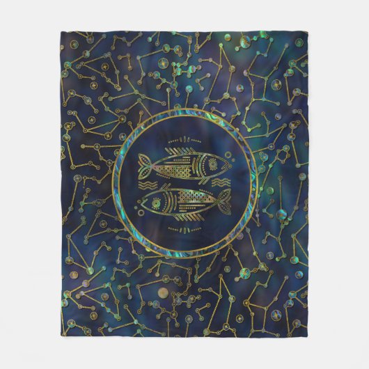 Fisch-Tierkreis-Goldohrschnecke auf Konstellation Fleecedecke (Vorderseite)