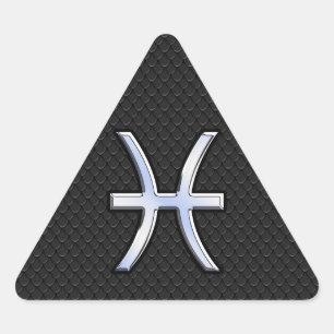 Fisch-Tierkreis-Symbol auf schwarzem Dreieckiger Aufkleber