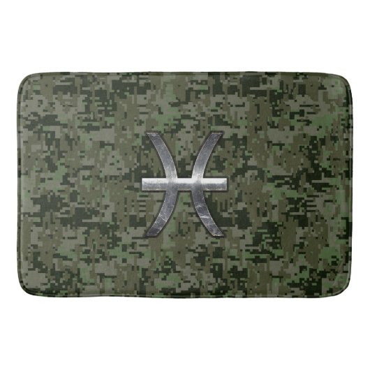 Fisch-Tierkreis-Zeichen auf Walddigital-Camouflage Badematte (Vorderseite)