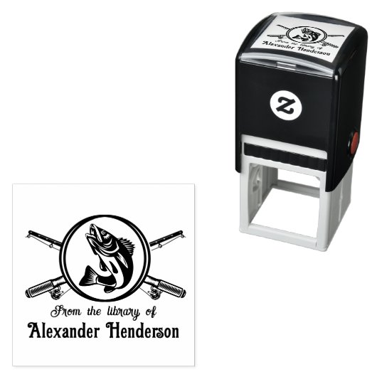 Fisch, überquerte Fangroden, Bibliotheksname Permastempel (Beispiel)