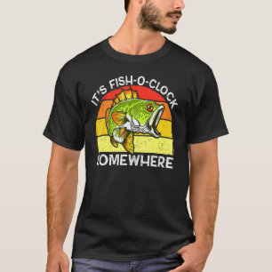 Fisch-Uhrzeit Zum Fischen Vintage-Barsch-Angeln Fü T-Shirt