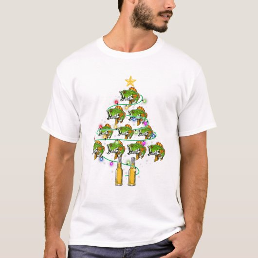 Fisch- und Bier-Weihnachtsbaum T-Shirt (Vorderseite)
