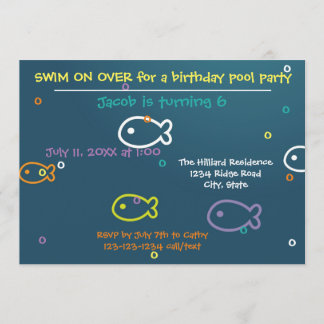 Fisch und Blasen - Party Einladung zum Geburtstag