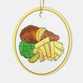Fisch und Chips Erbsen Britischer Pub Chip Shop Ne Keramik Ornament (Links)