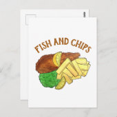 Fisch und Chips Erbsen Britischer Pub Chip Shop Ne Postkarte (Vorne/Hinten)