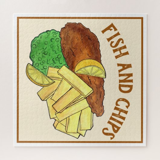 Fisch und Chips Erbsen Britischer Pub Chip Shop Ne Puzzle (Horizontal)