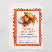 Fisch und Chips - Lässige Meeresfrüchte Party Einl Einladung (Vorne/Hinten)