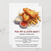 Fisch und Chips - Lässige Meeresfrüchte Party Einl Einladung (Vorne/Hinten)