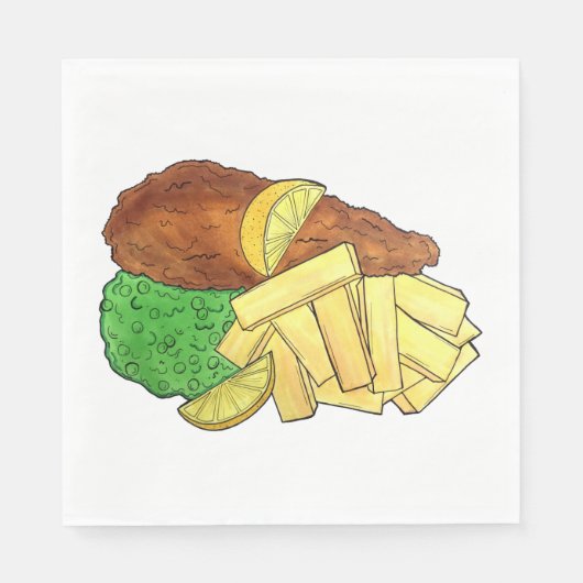 Fisch und Chips Mushy Peas British Pub Fare UK Foo Serviette (Vorderseite)