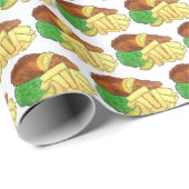 Fisch und Chips Peas British Pub Restaurant Lebens Geschenkpapier (Rolleneckpunkt)