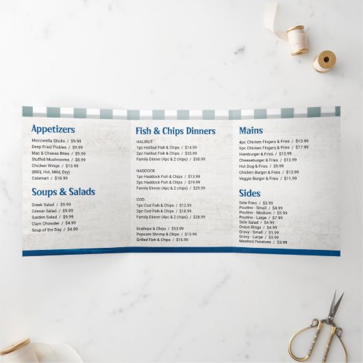 Fisch und Chips Restaurant Dining or Takeout Menü (Innenseite)