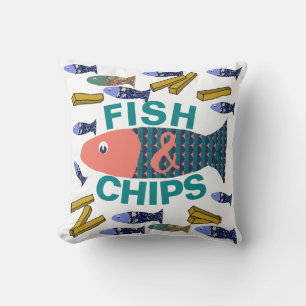 Fisch und Chips, Seebad, Chippy, Beach House Kissen