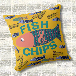 Fisch und Chips, Seebad, Chippy, Beach House Kissen