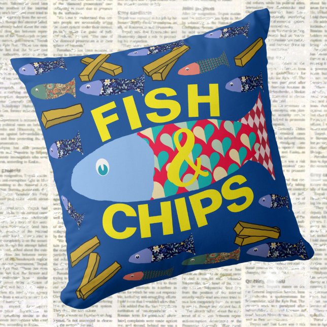 Fisch und Chips, Seebad, Chippy, Beach House Kissen (Von Creator hochgeladen)