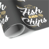 Fisch und Chips Streetfood Feinschmecker Nutrition Geschenkpapier (Rolleneckpunkt)
