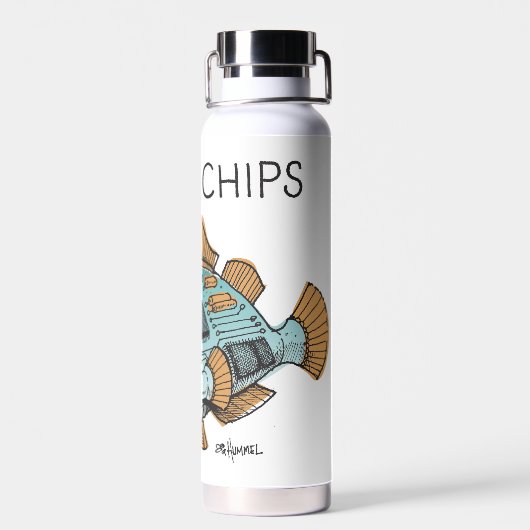 "Fisch und Chips, ultimativer Vater Joke" Wasserfl Trinkflasche (Rückseite)