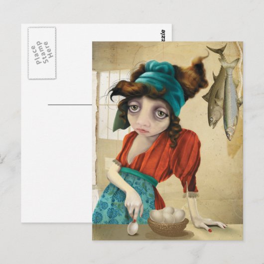 Fisch und Ei Postkarte (Vorne/Hinten)