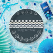 Fisch und ein weites Muster der Blues zum Geburtst Pappteller (Party)