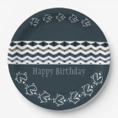 Fisch und ein weites Muster der Blues zum Geburtst Pappteller (Vorderseite)