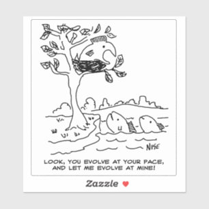 Fisch und Evolution Darwin Theory Cartoon. Aufkleber