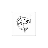 Fisch und Fischereihaken 1x1 Gummistempel (Prägung)