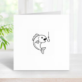 Fisch und Fischereihaken 1x1 Gummistempel