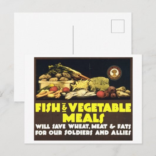 "Fisch und Gemüse" Vintag Wartezeit Postkarte (Vorne/Hinten)