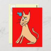 Fisch und Katzenpostkarte Postkarte (Vorne/Hinten)