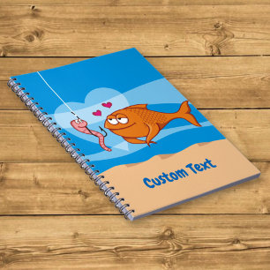 Fisch und Köder im Liebesnotizbuch Notizblock