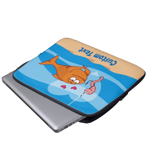 Fisch und Köder in der Liebe Laptopschutzhülle (Vorne Knopf)
