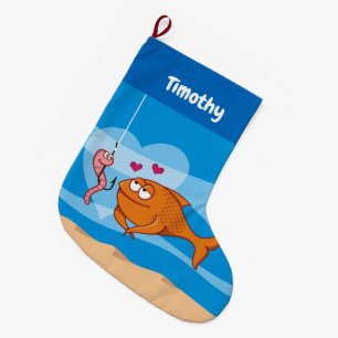 Fisch und Köder in der Liebe Weihnachten Strumpf Großer Weihnachtsstrumpf