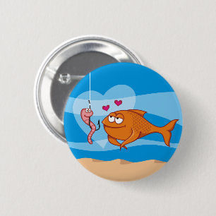 Fisch und Köder in Liebe Button