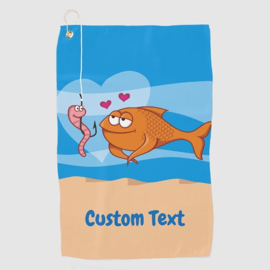 Fisch und Köder in Liebe Golfhandtuch (Vorderseite)