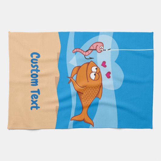 Fisch und Köder in Liebe Handtuch (Horizontal)