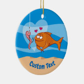 Fisch und Köder in Liebe Keramik Ornament (Rechts)