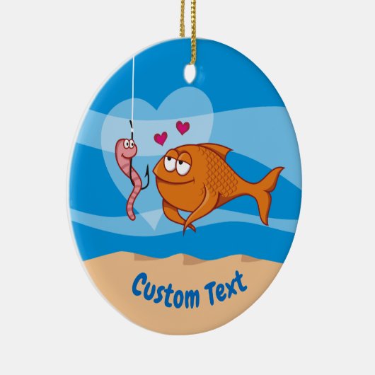 Fisch und Köder in Liebe Keramik Ornament (Rechts)