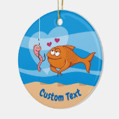 Fisch und Köder in Liebe Keramik Ornament (Links)