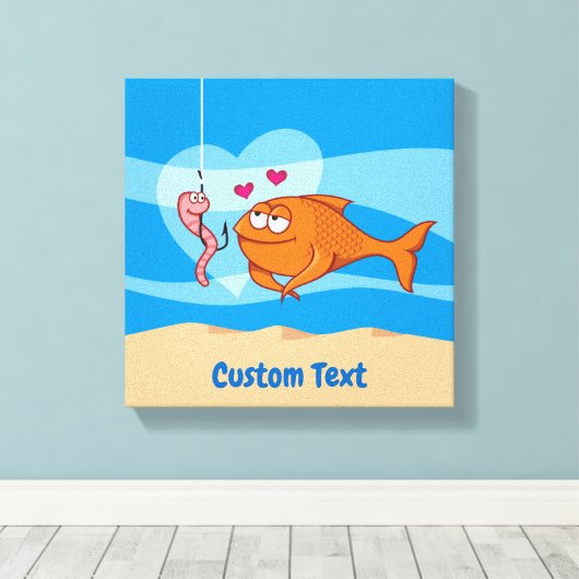 Fisch und Köder in Liebe, Leinwand (Insitu (Holzboden))