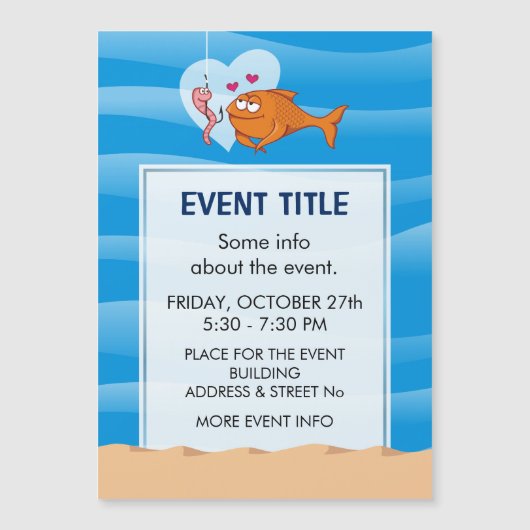 Fisch und Köder in Liebe Magnetkarte (Vorderseite)