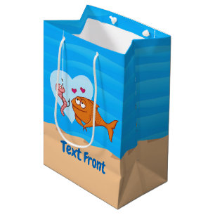 Fisch und Köder in Liebe Mittlere Geschenktasche Geschenktüte