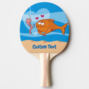 Fisch und Köder in Liebe Ping-Pong-Paddel Tischtennis Schläger
