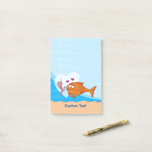 Fisch und Köder in Liebe Post-it Klebezettel (Auf Schreibtisch)