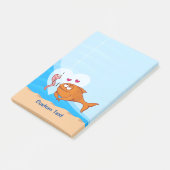Fisch und Köder in Liebe Post-it Klebezettel (angewinkelt)