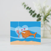 Fisch und Köder in Liebe Postkarte (Stehend Vorderseite)