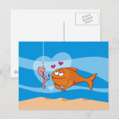Fisch und Köder in Liebe Postkarte (Vorne/Hinten)