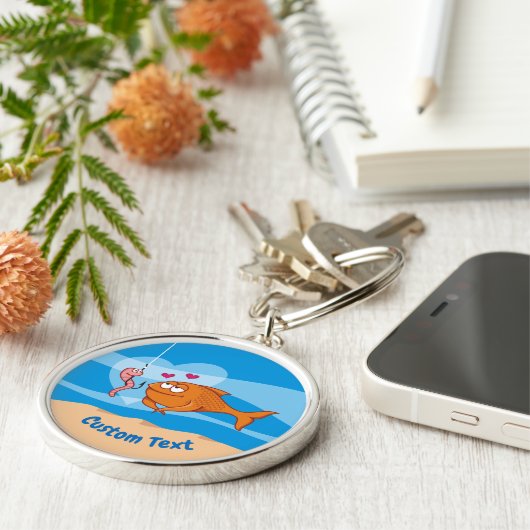 Fisch und Köder in Liebe Premium Runder Schlüssela Schlüsselanhänger (Seite)