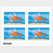 Fisch und Köder in Liebe Rechteckiger Aufkleber (Blatt)