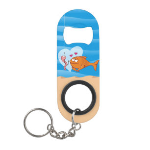 Fisch und Köder in Liebe Schlüsselanhänger Flasche Mini Flaschenöffner